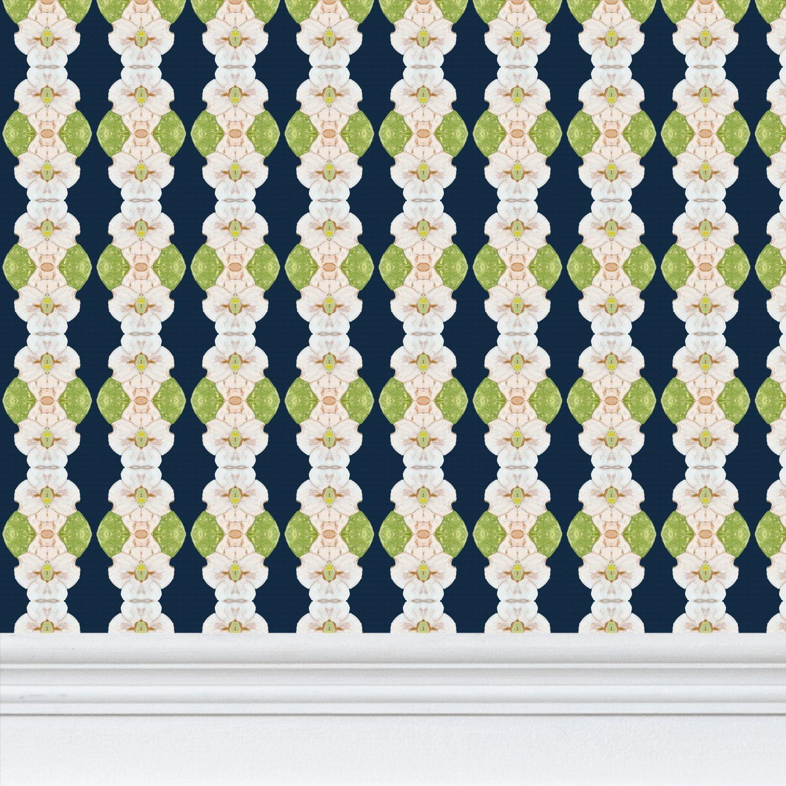 Flowering Dogwoods Navy Wallpaper - Truett Designs
